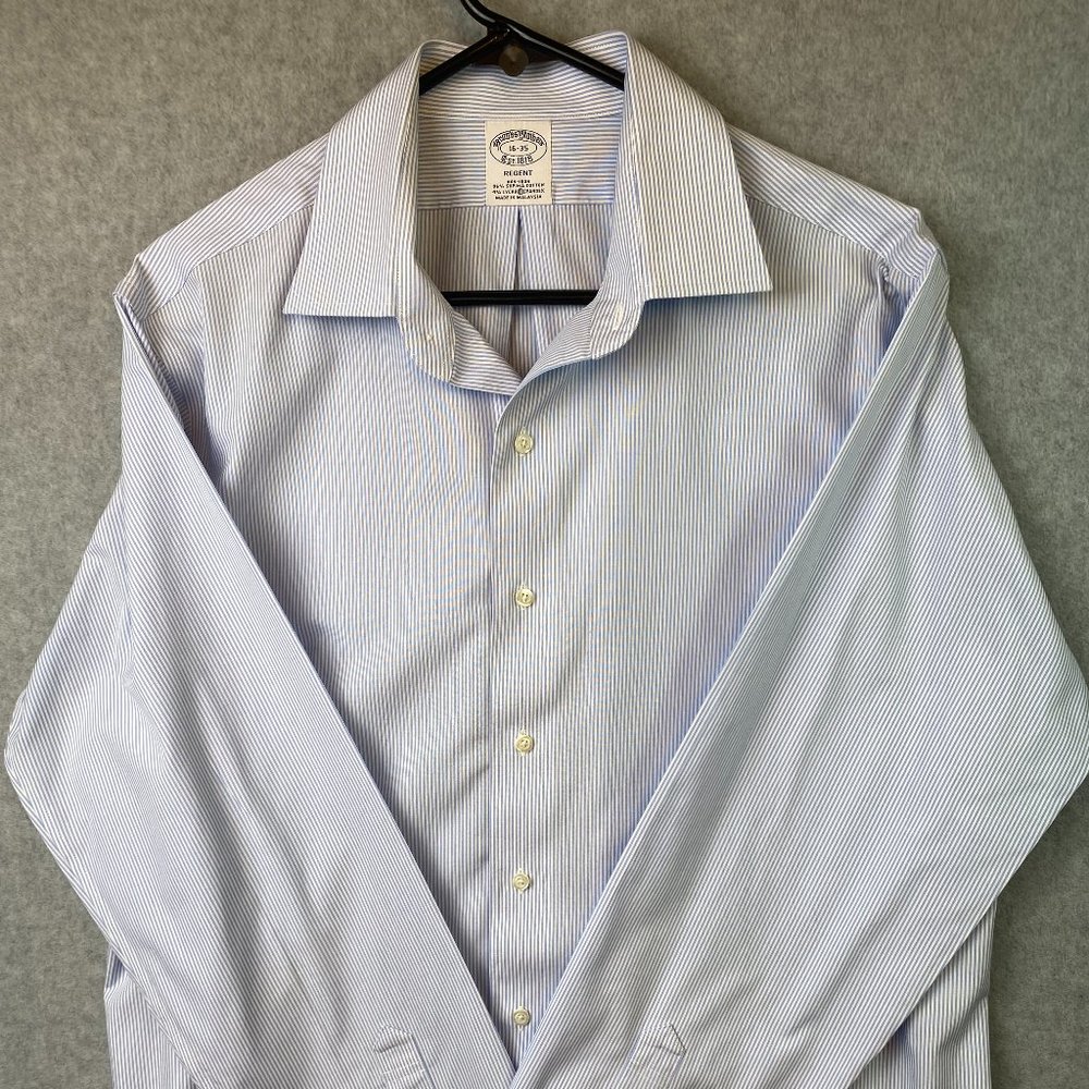 Brooks Brothers 16 X 35 Regent Dress Shirt - Micro Stiped Light Blue